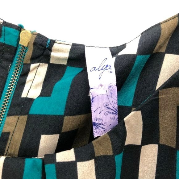 Geometric Mod Back Zipper | Retro Sleeveless Shift Dress | Abstract | Halloween - Picture 2 of 4